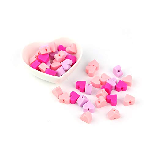 Cuentas de dentición de silicona para bebé de 20 piezas, Mini cuentas masticables sin BPA en forma de corazón para joyería DIY, accesorios de juguete para regalo de bebé-I