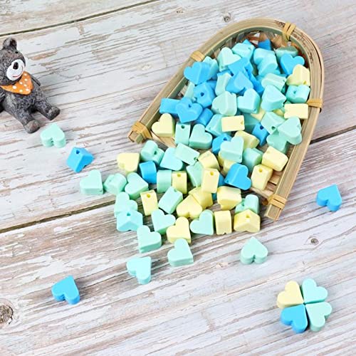 Cuentas de dentición de silicona para bebé de 20 piezas, Mini cuentas masticables sin BPA en forma de corazón para joyería DIY, accesorios de juguete para regalo de bebé-I