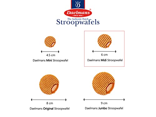 Daelmans Stroopwafels - Midi Caramel Wafers - 150 x 15 gramos en una caja - Auténticos gofres holandeses de caramelo - Stroopwaffels