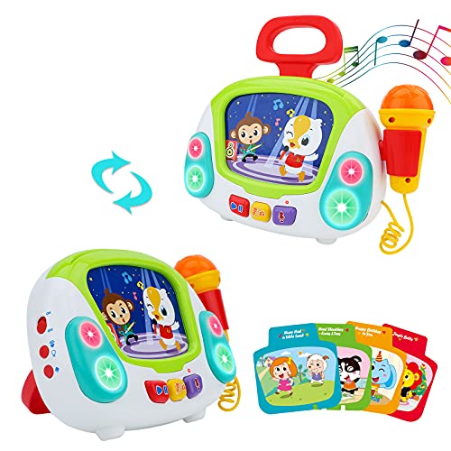 deAO Karaoke Portátil Infantil Conjunto para Actividades Musicales, Incluye Micrófono, Amplificador y Luces LED