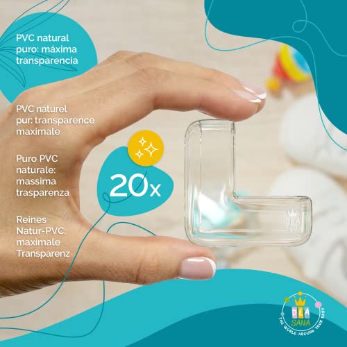 DEASANA® 20x Protectores de Esquinas para Bebés Transparentes con Biadhesivo Extra Fuerte ya Instalado - Protección de Muebles para niños y Ancianos - Apto para Todas Las Mesas - Producto Certificado