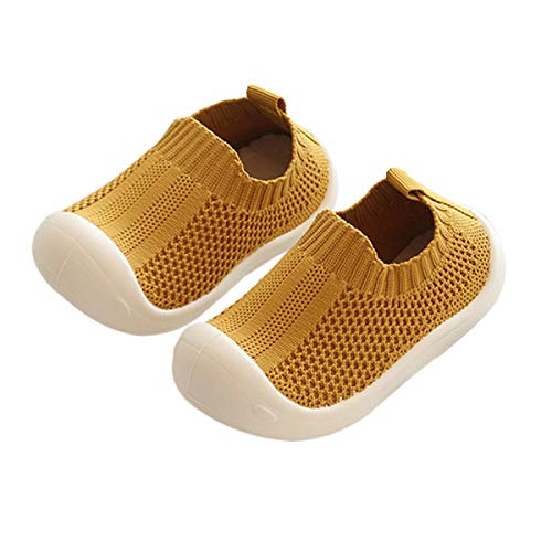 DEBAIJIA Zapatos para Niños 1-5T Bebés Caminata Zapatillas Suela Suave Transpirable Antideslizante Ligero TPR Material Cómodo Encantador(Amarillo-22)