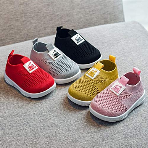 DEBAIJIA Zapatos para Niños 3-18M Bebé Caminan Zapatillas Deporte sin Cordones Transpirables Malla Ligera Antideslizante TPR-Materiale(Negro-19)