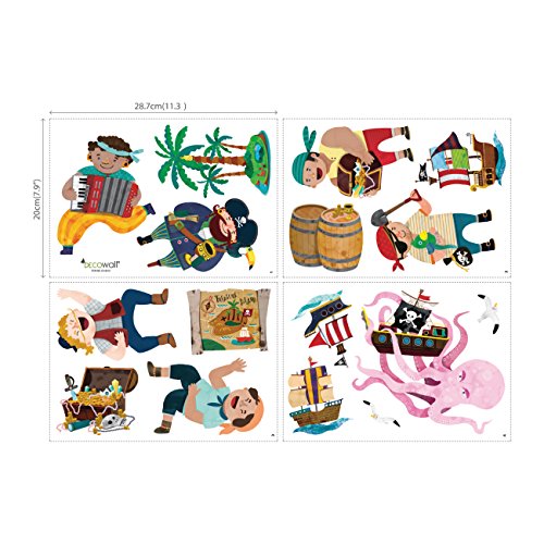 DECOWALL DS-8010 Piratas y la Isla del Tesoro (Pequeña) Vinilo Pegatinas Decorativas Adhesiva Pared Dormitorio Saln Guardera Habitaci Infantiles Nios Bebs