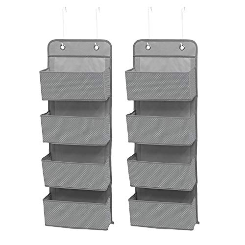 Delta Children - Organizador para colgar en la puerta (4 bolsillos), fácil almacenamiento/solución de organización, Gris paloma, Pack De 2