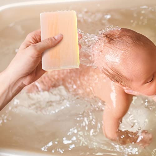 DOITOOL 2 Unids Bebé Baño Cepillo Bebé Cuna Tapa Cepillo Esponja Masaje Cepillo Frotbers Exfoliador Cepillo Regalo para Niños Hombres Padre Madre Esposa Familia Rosa Amarillo