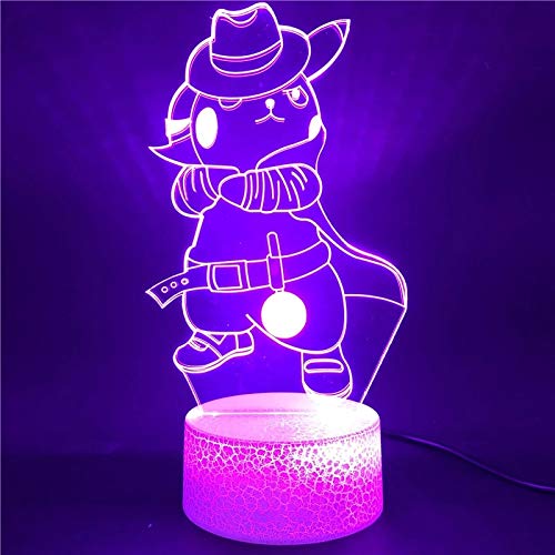 Dominante luz de neón para mascotas 7D luz de noche acrílica multicolor USB, luz led decoración del hogar regalo base de grieta