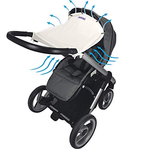 Dooky Universal Cover Cream Parasol, protección contra la intemperie para la silla de auto, el cochecito y la silla de paseo (protección contra los rayos UV LSF 40+, ajuste universal), crema