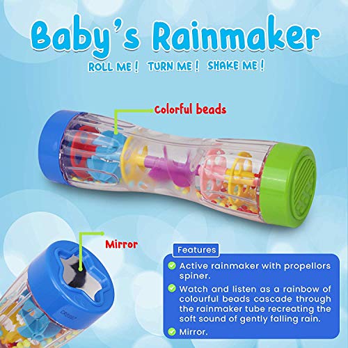 Dress Up America- Playkidz-Juguete Rainmaker de 8.5"para bebés pequeños, Tubo sonajero de Lluvia para niños agitador de Palo sensorial Musical. (Baby Toys)