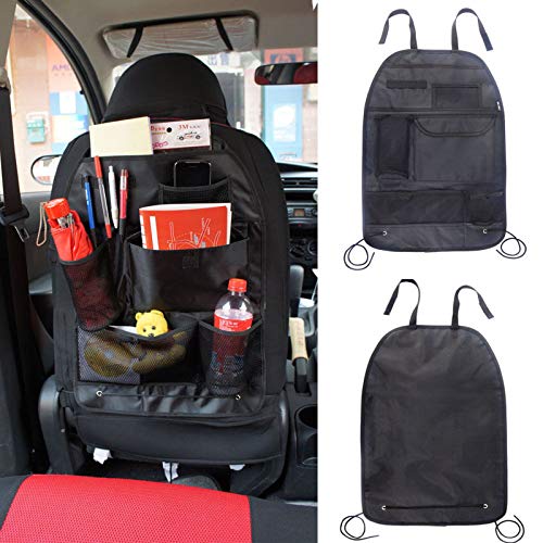 Ducomi Organizador para asiento de coche – Protege asientos de coche para niños, funda impermeable con bolsillos multiusos, fácil de montar con hebillas ajustables portaobjetos (modelo 3)