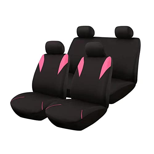 Enerfero Funda para Asiento de Coche,Juego Completo Universal,Poliéster 100%, Transpirable y Comodo con Color Azul,Rojo,Gris y Negro (Rosa)