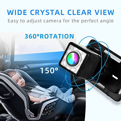 Espejo De Coche De Bebé, 5 '' 1080p CáMara De Bebé Para El Coche, Espejo Coche Bebe Asiento Trasero con VisióN Nocturna, Espejo Retrovisor Bebe Coche, CáMara Para Coche De Bebé Ajustable VisióN Amplia