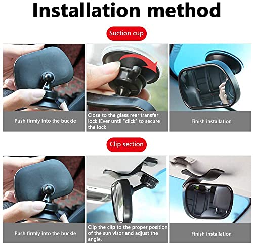 Espejo Retrovisor Bebé para Vigilar al Bebé en Coche, 360° Ajustable para Silla Trasera de Bebé/Asientos de Niños Orientados Hacia Atrás 100% Inastillable Espejo Coche Bebe con Clip y con Ventosa