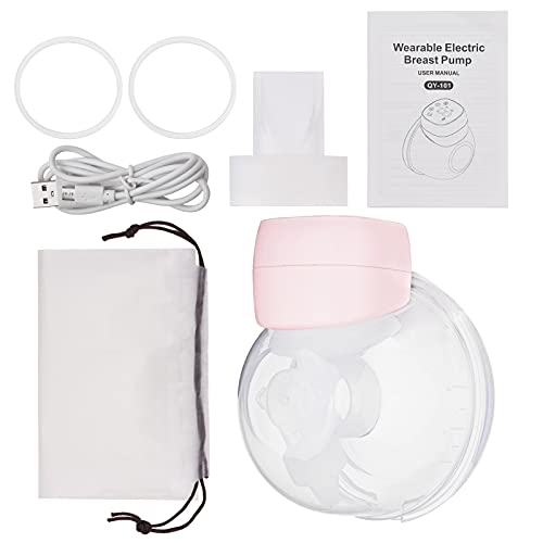 Extractor de Leche Portátil con Manos Libres, Invisible, Eléctrico, Silencioso,3 Modos, 9 Niveles de Succión, Pantalla LED, Colector de Leche de 180 ml, Brida de 24 mm (Rosa)