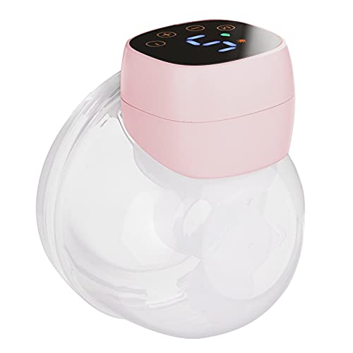 Extractor de Leche Portátil con Manos Libres, Invisible, Eléctrico, Silencioso,3 Modos, 9 Niveles de Succión, Pantalla LED, Colector de Leche de 180 ml, Brida de 24 mm (Rosa)