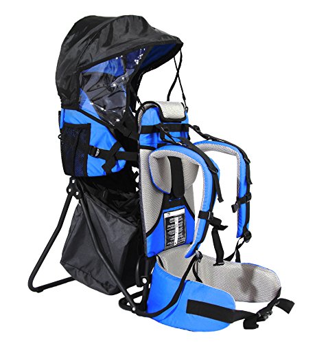 FA Sports - Portabebés Lil'Boss para actividades al aire libre con protector para el sol (50 x 38 x 90 cm, azul/gris/negro)