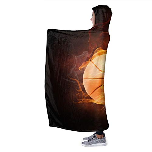 FENTINAYA Poncho Chal Para Mujeres, Manta de Cama, Patrón de Baloncesto Fresco Caliente, Franela Decorativa de Vacaciones Manta de 152 x 127 cm