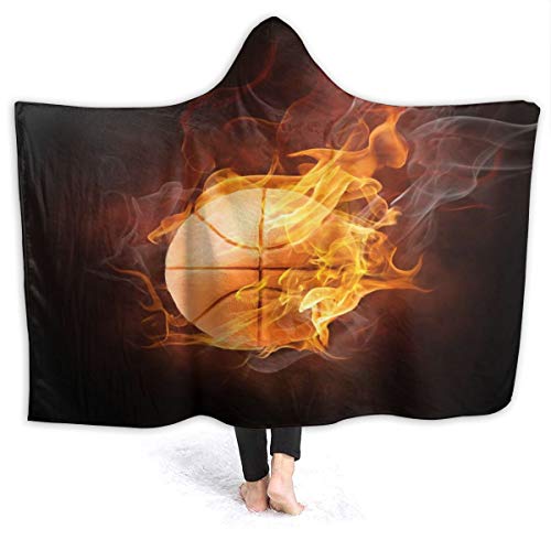 FENTINAYA Poncho Chal Para Mujeres, Manta de Cama, Patrón de Baloncesto Fresco Caliente, Franela Decorativa de Vacaciones Manta de 152 x 127 cm