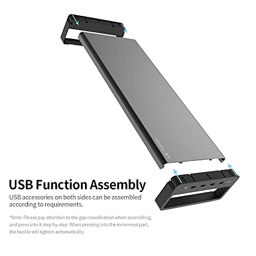 Fesjoy Support multifonctionnel, Soporte de cargador multifuncional Aleación de aluminio Base de computadora igente Soporte para computadora portátil con puerto USB3.0 para computadora portátil Neg