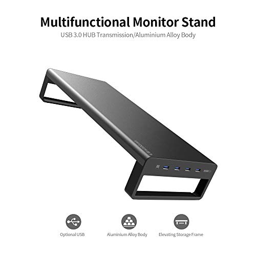 Fesjoy Support multifonctionnel, Soporte de cargador multifuncional Aleación de aluminio Base de computadora igente Soporte para computadora portátil con puerto USB3.0 para computadora portátil Neg