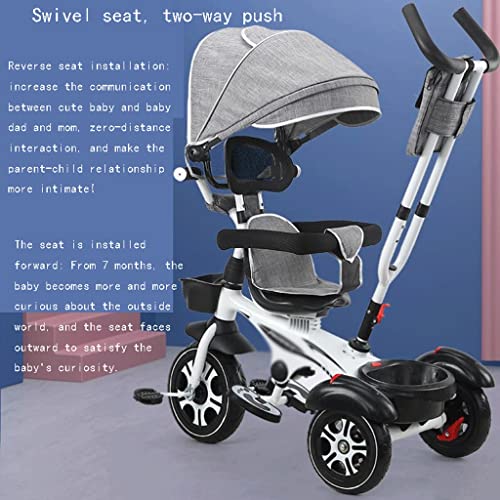 fevilady sillas de Paseo Pedal Tricycle Stroller for niños de 8 Meses a 6 años de Edad, Cochecito de Carro con toques removible. Cochecito de bebé (Color : Pink+Black)