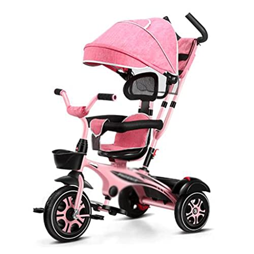 fevilady sillas de Paseo Pedal Tricycle Stroller for niños de 8 Meses a 6 años de Edad, Cochecito de Carro con toques removible. Cochecito de bebé (Color : Pink+Black)