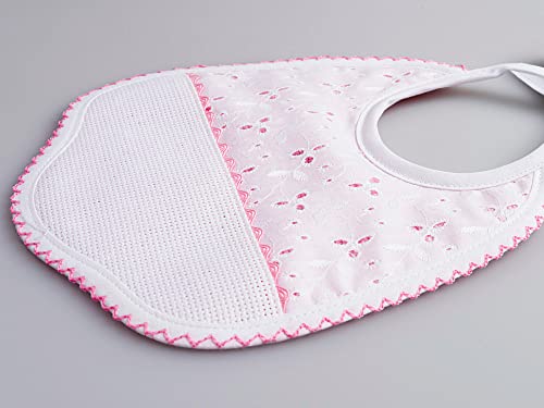 Filet AM664R Babero con Bordado inglés, Rosa, Talla única para Bebés