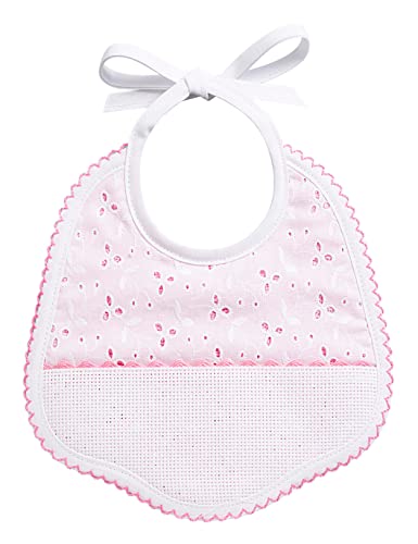 Filet AM664R Babero con Bordado inglés, Rosa, Talla única para Bebés