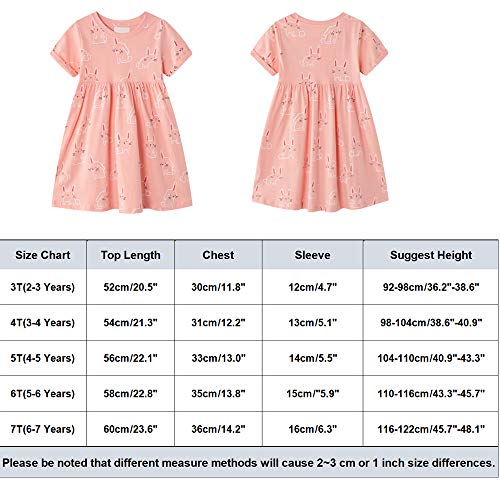 FILOWA Vestidos para Niña Rosado Gato Estampados Algodon Verano Manga Corta Baratos Casual Camiseta Vestidos Infantil 4-5 años, 5T