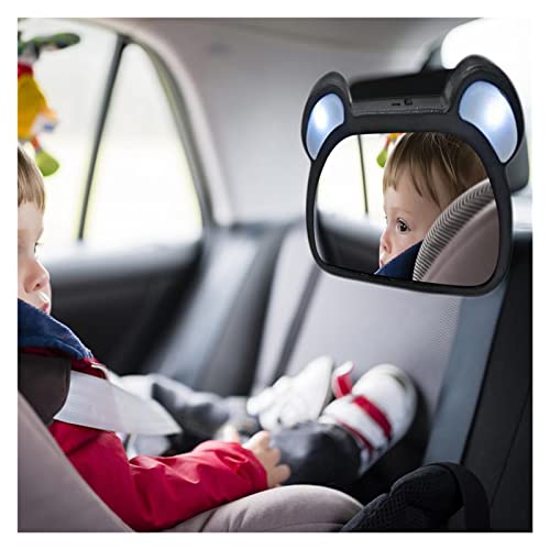 Fit for Coche vista trasera Espejo de gran tamaño Rotatable Coche trasero Asiento trasero espejo bebé espejo for niños Asiento de seguridad Monitor de reposabezas con DIRIGIÓ Luz ( Color : Negro )