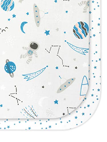 FlyIdeas Juego 2 Pza para Capazo de Bebe Carro y Cochecito 75x35 cm | 2 Sábanas Bajeras Compatibles con Cochecito Oval y Redondo - 100% Algodòn Cert. OEKO-TEX made in EU