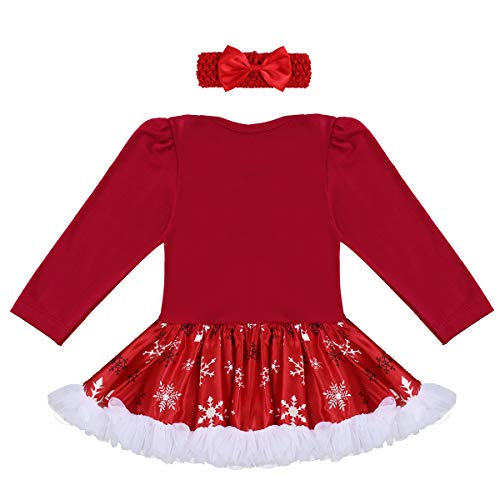 FYMNSI Bebé Niña Mi Primera Navidad Princesa Tutú Vestido + Diadema + Zapatos Conjunto de Ropa 3pcs Infantil Fiesta Fotografía Disfraz Regalo Rojo 0-3 Meses