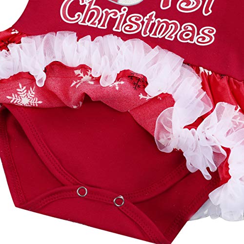 FYMNSI Bebé Niña Mi Primera Navidad Princesa Tutú Vestido + Diadema + Zapatos Conjunto de Ropa 3pcs Infantil Fiesta Fotografía Disfraz Regalo Rojo 0-3 Meses