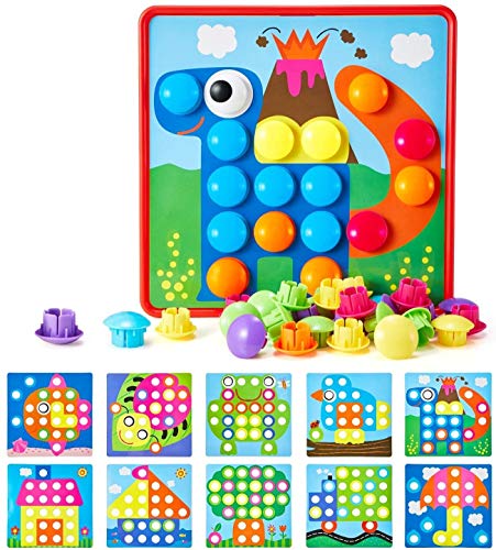 Geekper- Juego de Puzzle de Botones Tablero de Colores para Crear Dibujos. Ideal para la educación temprana de niños. Perfecto Regalo de cumpleaños, Multiple, 46 PCS (.) , color, modelo surtido