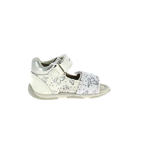 Geox B Sandal TAPUZ Girl, First Walker Shoe Bebé-Niños, Blanco y Plateado, 22 EU