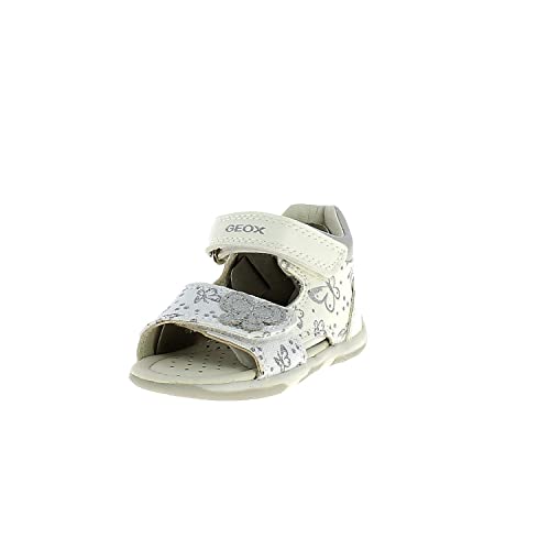 Geox B Sandal TAPUZ Girl, First Walker Shoe Bebé-Niños, Blanco y Plateado, 22 EU