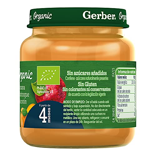 Gerber Organic Manzana Albaricoque Melocotón 125 g - Pack de 6