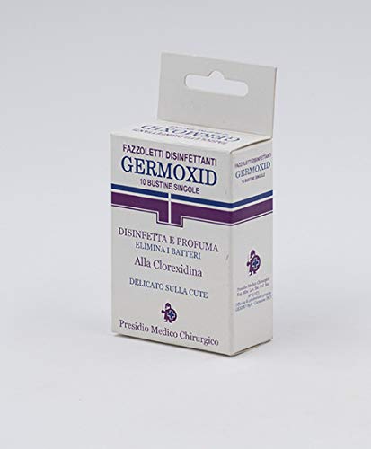 Germo xid - Pañuelos desinfectantes de clorexidina, desinfectan, perfuman y eliminan las bacterias, 12 estuches de 10 toallitas