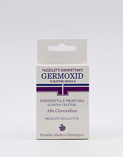 Germo xid - Pañuelos desinfectantes de clorexidina, desinfectan, perfuman y eliminan las bacterias, 12 estuches de 10 toallitas