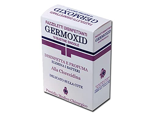 Germo xid - Pañuelos desinfectantes de clorexidina, desinfectan, perfuman y eliminan las bacterias, 12 estuches de 10 toallitas