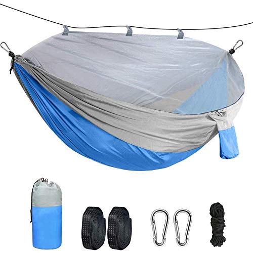 GFSDGF Hamaca para Acampar con mosquitera - Paquete Ultraligero de Tienda para hamacas con Correas para mosquiteros y mosquetones