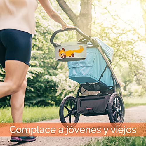 GLÜCKSWOLKE Bolso Carrito Bebe - 6 Motivos I Organizador para Coche de Paseo I Accesorios para Cochecito para Mama I Bolsa Carro Gris I Bolsos Sillas de Paseo I Motivo Zorro