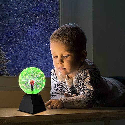 Goeco Luz de bola de plasma, Luz de sensor táctil 5 pulgadas, Bola de plasma de control por voz para decoración creativa y regalo novedoso, 220V Luz verde