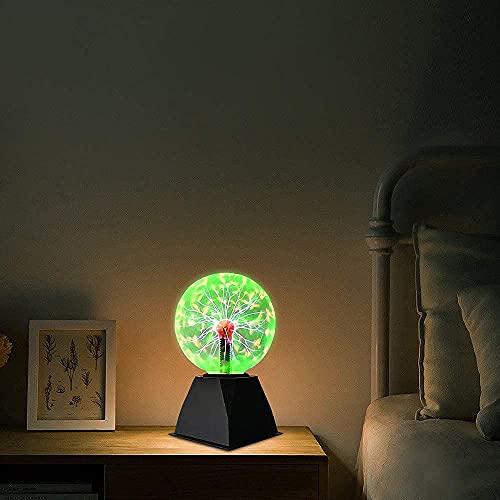 Goeco Luz de bola de plasma, Luz de sensor táctil 5 pulgadas, Bola de plasma de control por voz para decoración creativa y regalo novedoso, 220V Luz verde