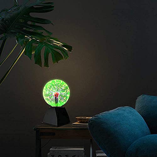 Goeco Luz de bola de plasma, Luz de sensor táctil 5 pulgadas, Bola de plasma de control por voz para decoración creativa y regalo novedoso, 220V Luz verde