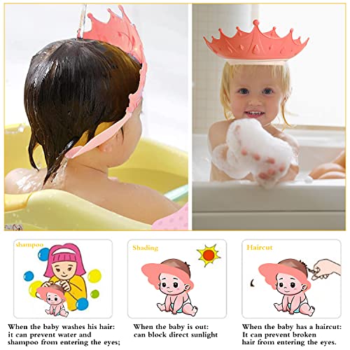 Gorro Ducha Niños, Sombrero Baño Bebé, Ajustable Visera Baño Niños, Gorro Champu Bebé, Gorra Ducha Bebé Impermeable, Visera Baño Bebé, Protege Los ojos y las orejas para Niños & Bebés (Rojo)