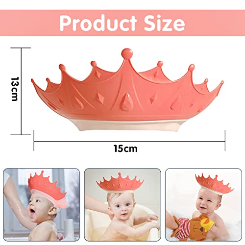 Gorro Ducha Niños, Sombrero Baño Bebé, Ajustable Visera Baño Niños, Gorro Champu Bebé, Gorra Ducha Bebé Impermeable, Visera Baño Bebé, Protege Los ojos y las orejas para Niños & Bebés (Rojo)