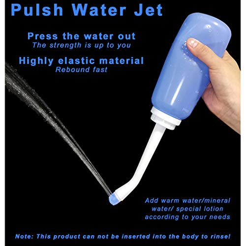 Gsogcax - Pulverizador portátil para bidé de 500 ml, botella de peri posparto, cuidado perineal, botella de viaje para bebé con 2 boquillas y bolsa portátil, sin BPA