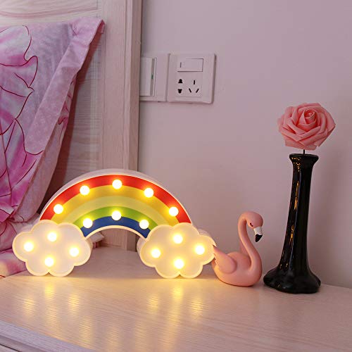 GUOCHENG Bonita luz de noche con forma de arco iris para decoración de la carpa de luz LED de la noche, funciona con pilas, lámparas de mesa en la pared para fiestas