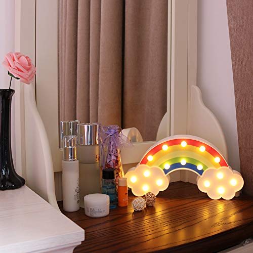 GUOCHENG Bonita luz de noche con forma de arco iris para decoración de la carpa de luz LED de la noche, funciona con pilas, lámparas de mesa en la pared para fiestas